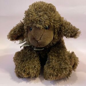 Vintage Russ Berrie Dark Brown Sheep Plush Toy, Lambert Stuffed Lamb Plushie EUC